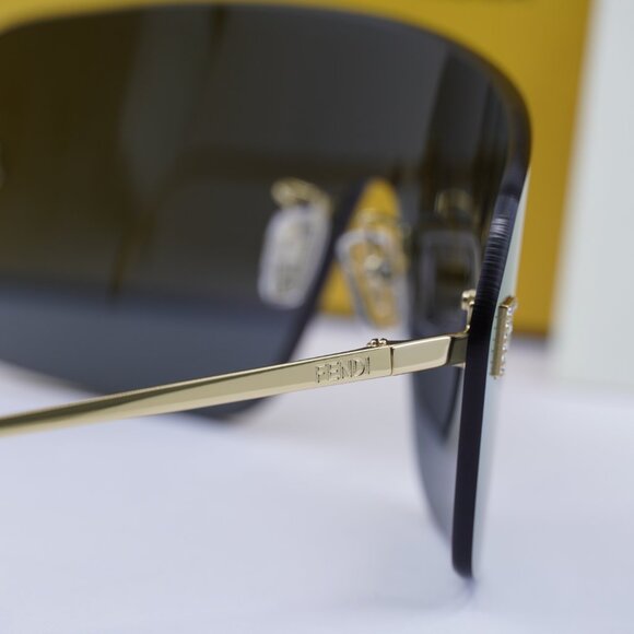 Fendi FE4121US 30X Shield Sunglasses - Endura Gold/Blue Mirror - Picture 6 of 10
